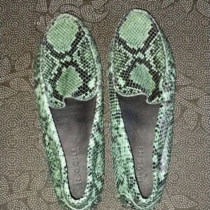 M. Gemi Green Snakeskin Loafers